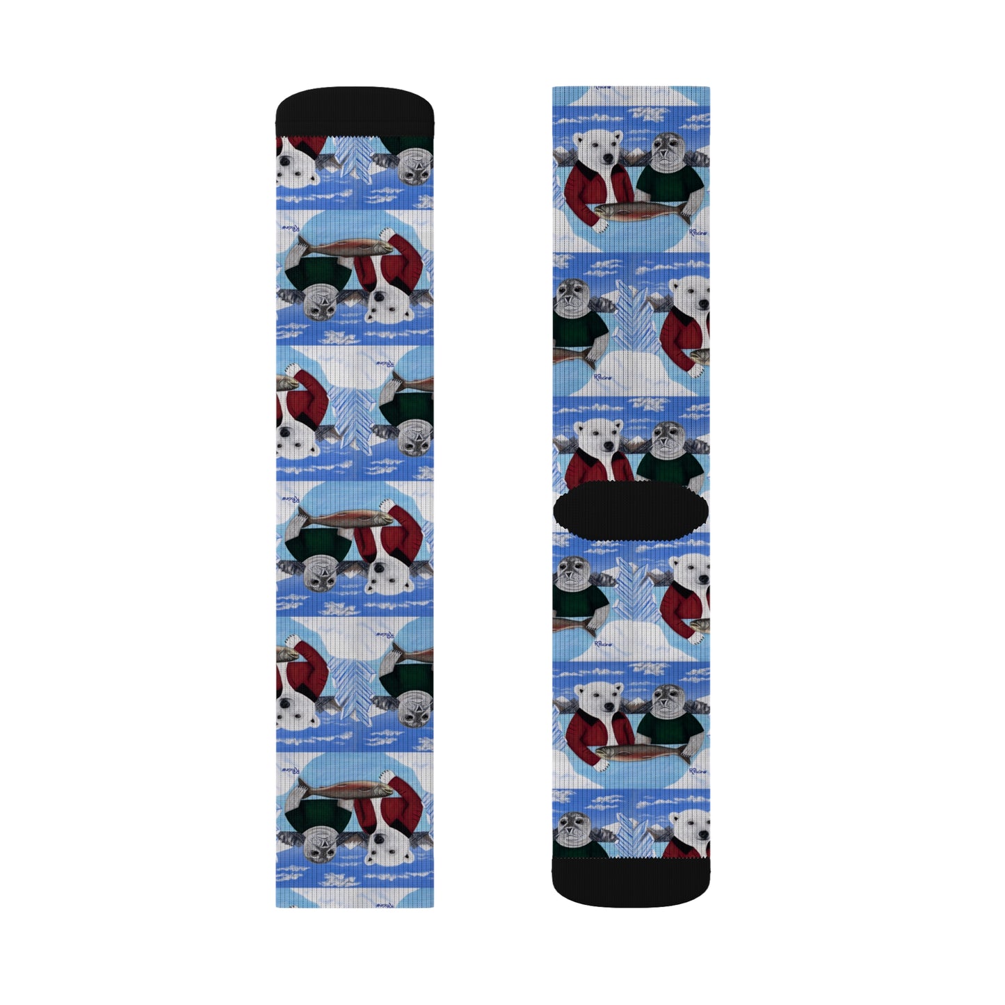 Arctic Wildlife Socks – Polar Bear & Harp Seal Art by Roberta Pacino