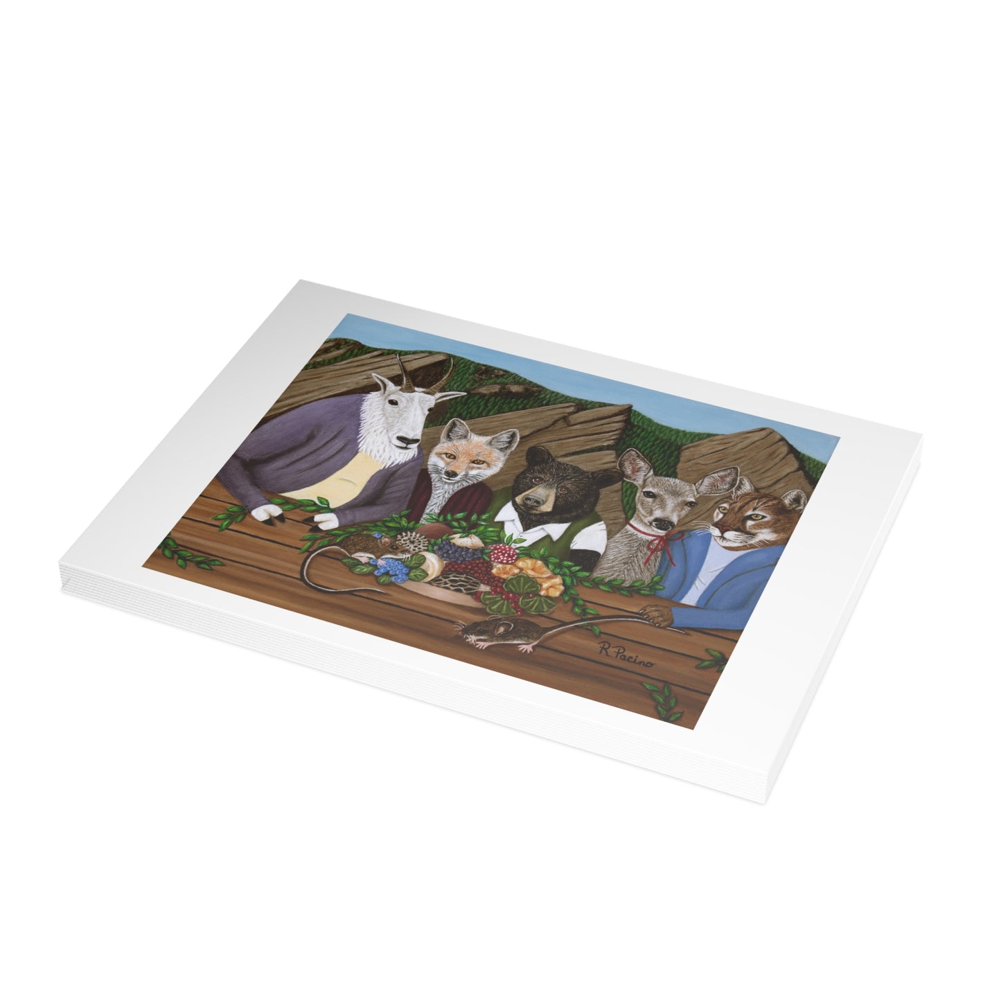 Mountain Meal 10-pack of fine art greeting cards featuring mountain wildlife by Roberta Pacino