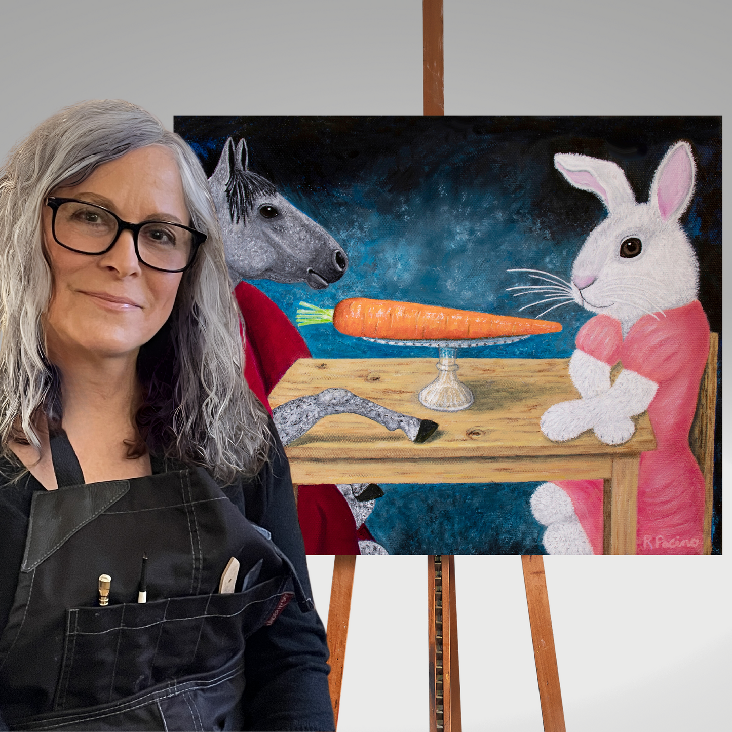 Single Carrot – 7x5 Greeting Card, Single or 10-Pack, Original Art by Roberta Pacino