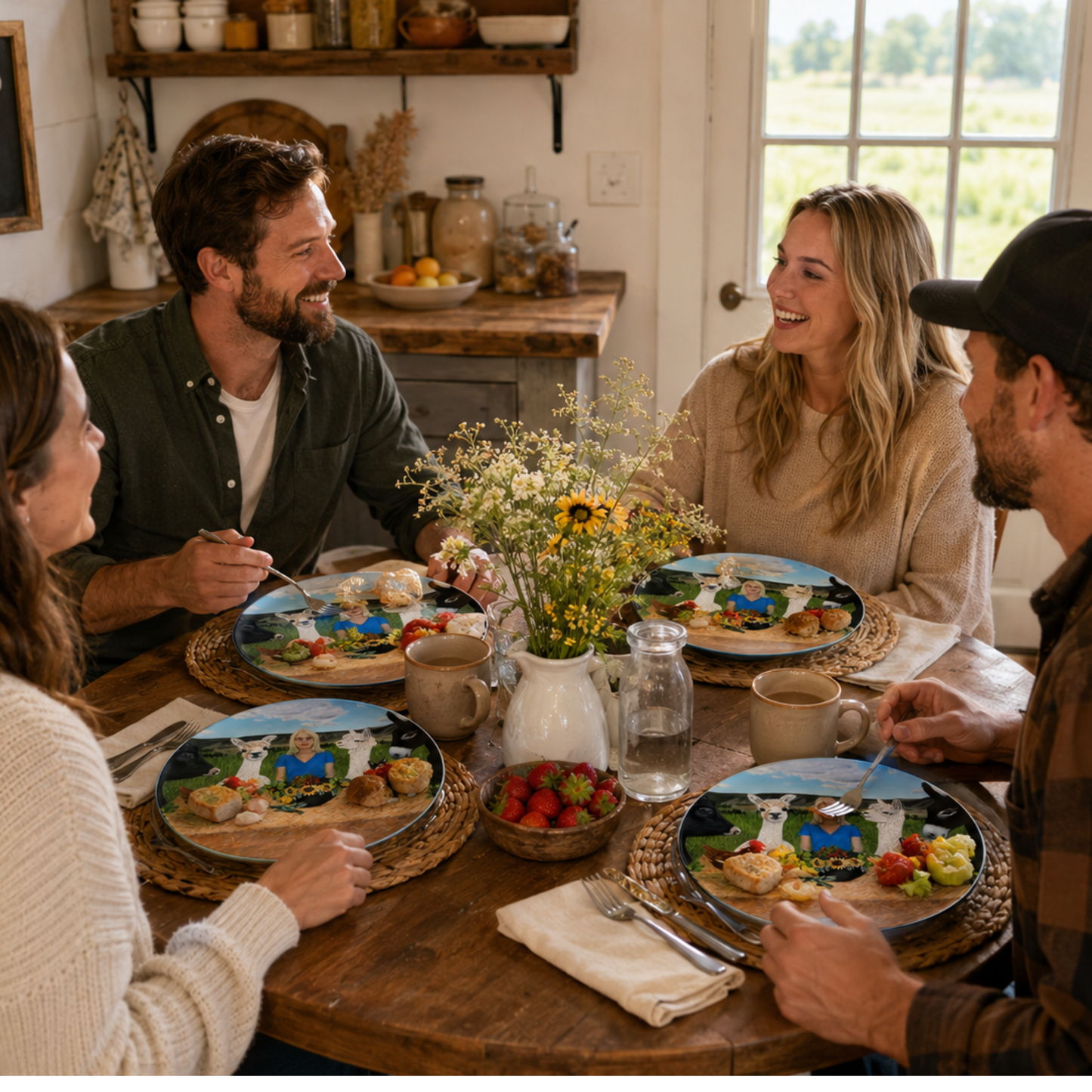 Barnyard Banquet – Dinner Plate, Original Art by Roberta Pacino