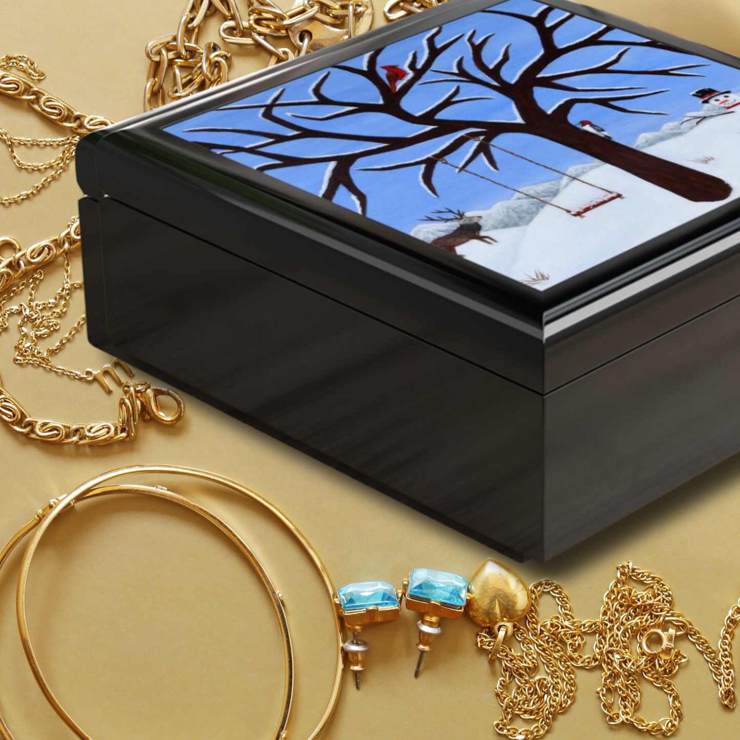 Pure Presence Jewelry Box – Winter Wildlife Art by Roberta Pacino