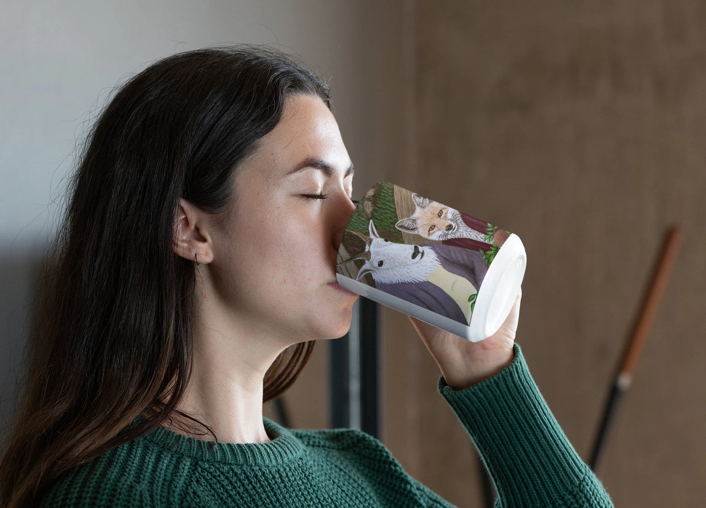 Whimsical Mountain Wildlife Coffee Mug – 15oz Original Art, Mountain Meal by Roberta Pacino