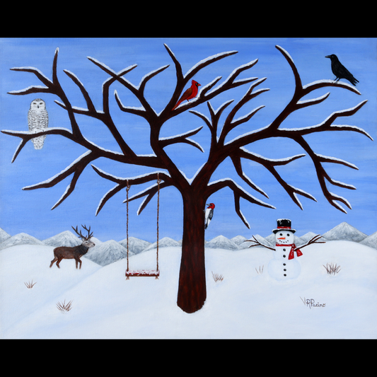 Pure Presence – Whimsical Winter Wildlife Art by Roberta Pacino