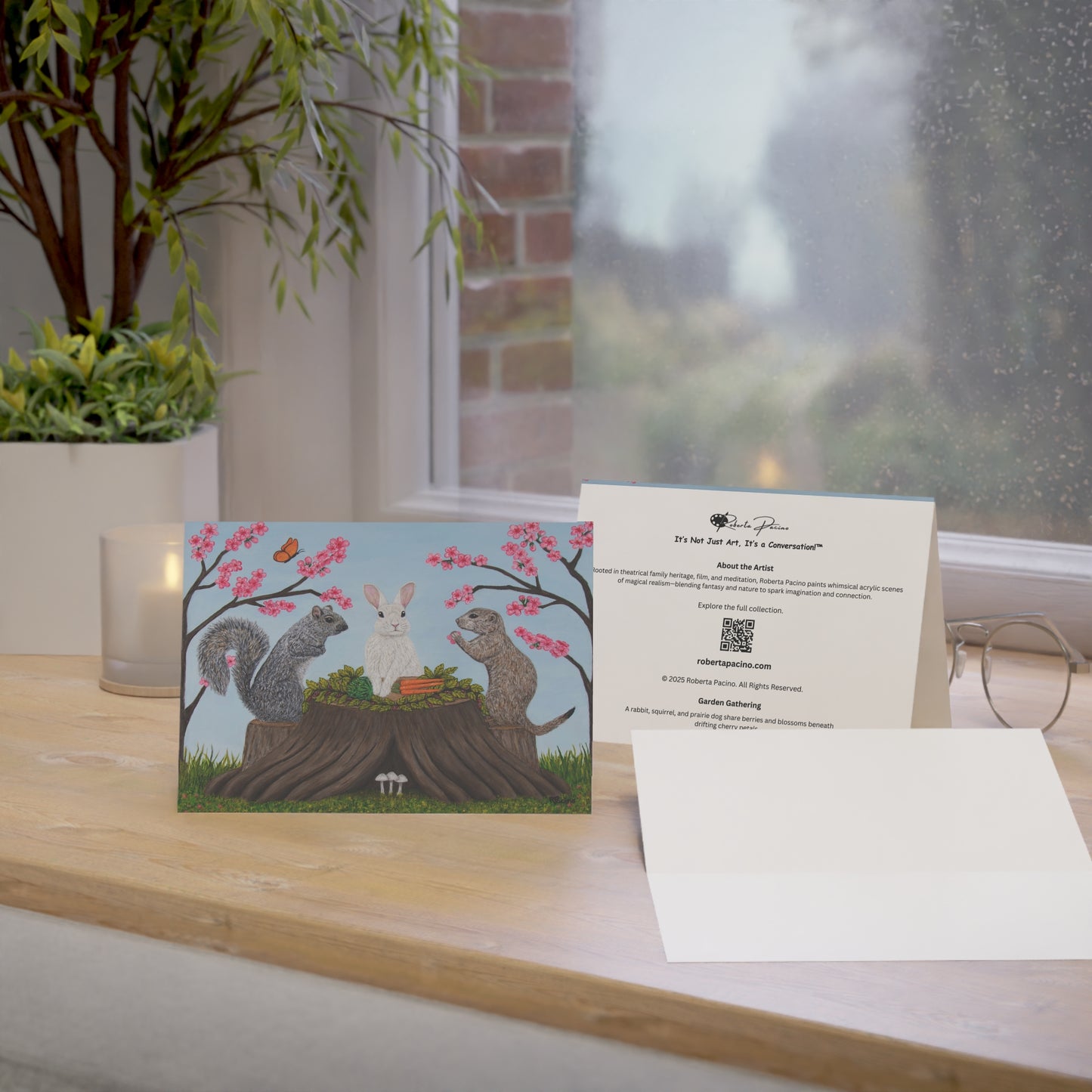 Garden Gathering – 7x5 Greeting Card, Single or 10-Pack, Original Art by Roberta Pacino