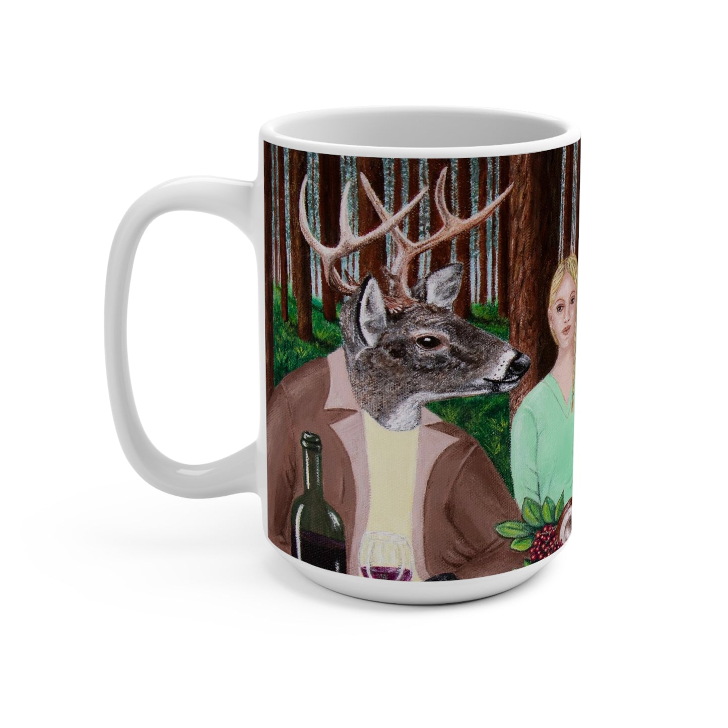 Whimsical Forest Coffee Mug – 15oz Wildlife Art from Original Painting, Forest Feast by Roberta Pacino