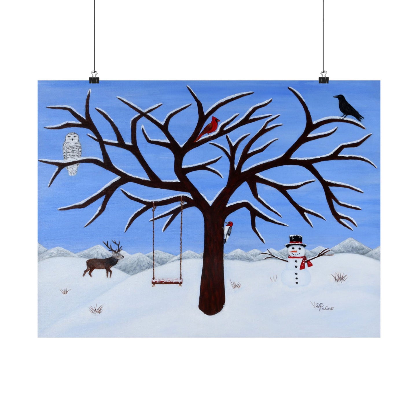 Pure Presence – Whimsical Winter Wildlife Art by Roberta Pacino