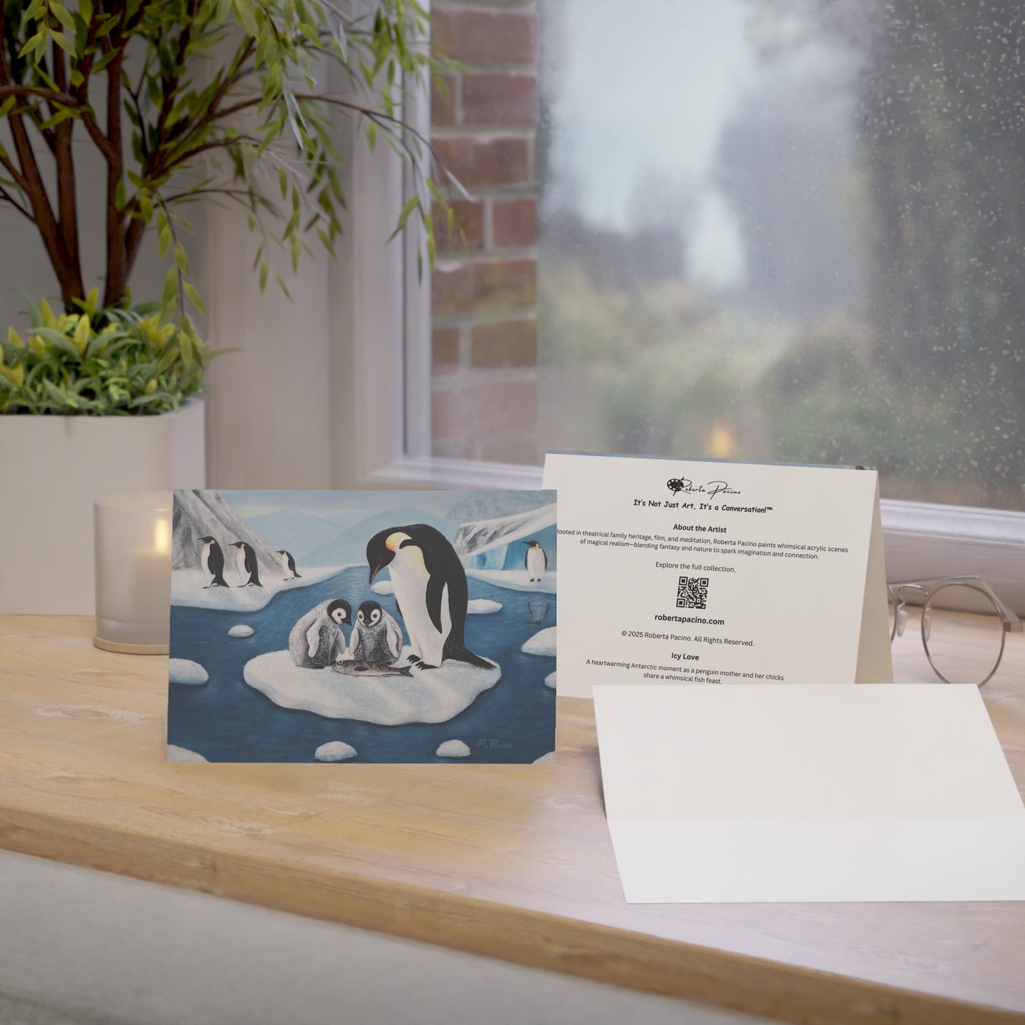 Icy Love – 7x5 Greeting Card, Single or 10-Pack, Original Art by Roberta Pacino