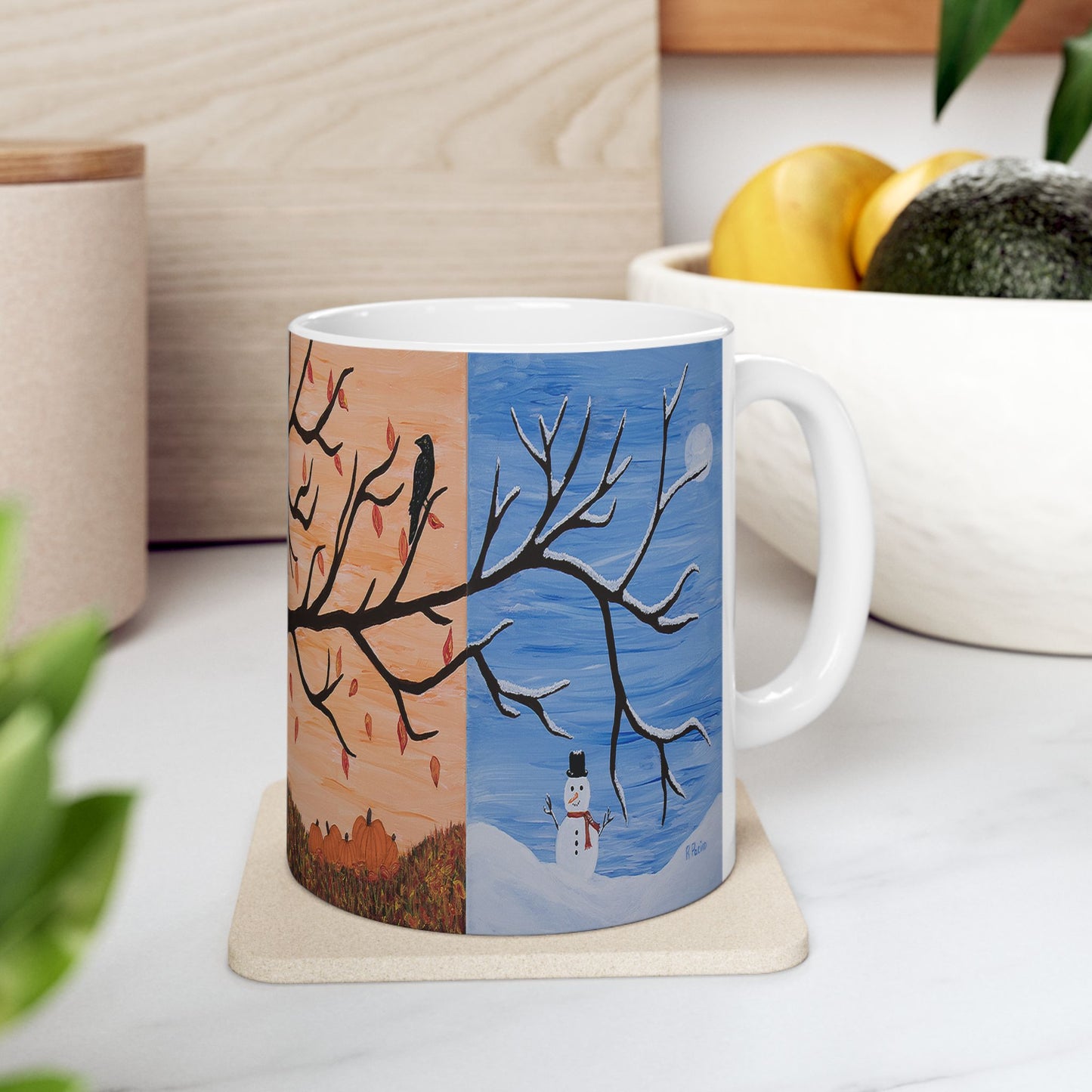 Four Seasons Tree of Life Coffee Mug – 11oz Fantasy Nature Art Cup by Roberta Pacino