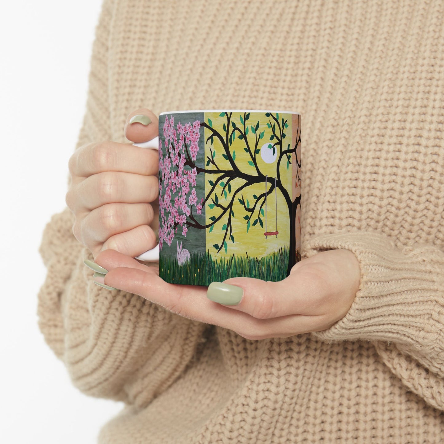 Four Seasons Tree of Life Coffee Mug – 11oz Fantasy Nature Art Cup by Roberta Pacino