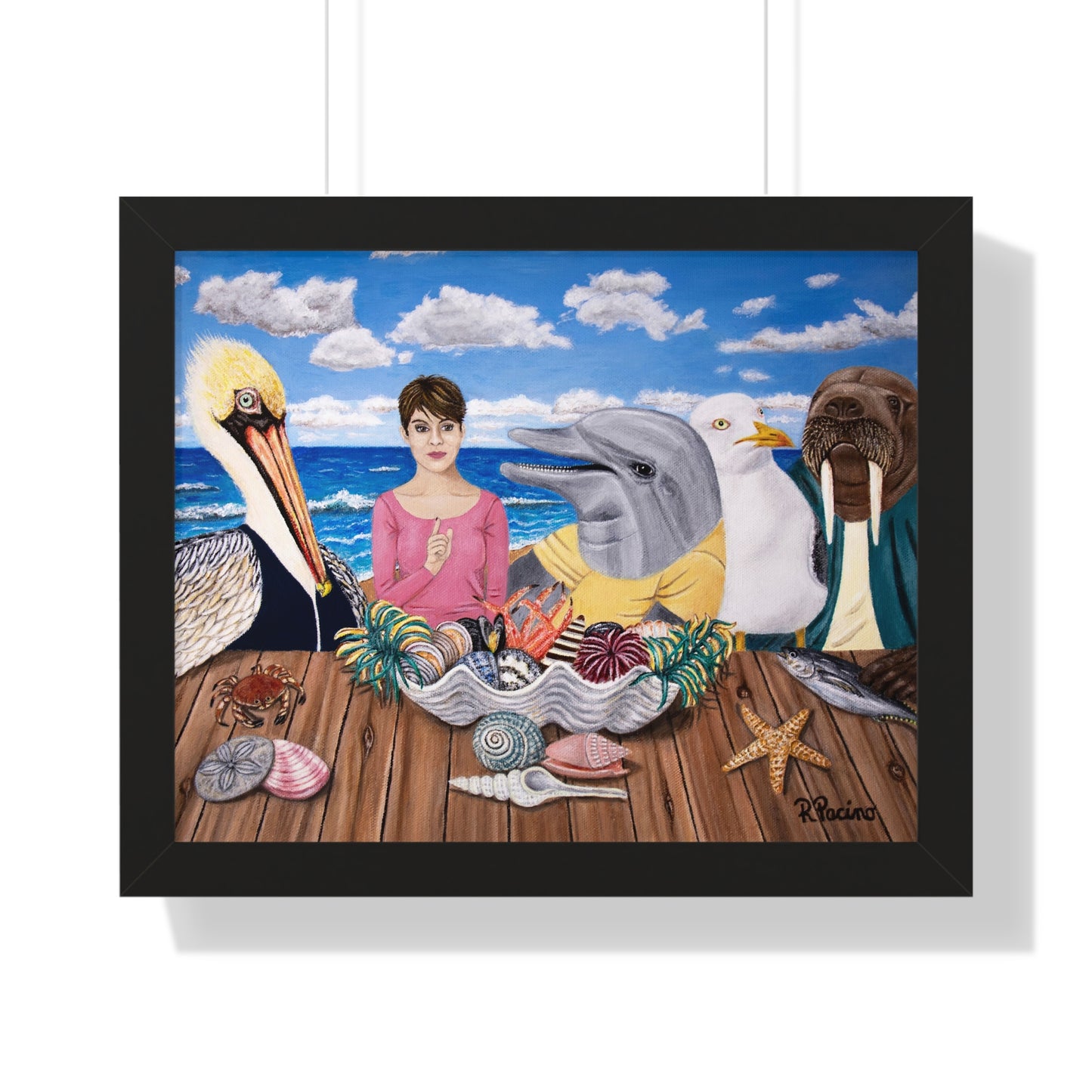 Ocean Wildlife Framed Print – Seaside Snacks by Roberta Pacino