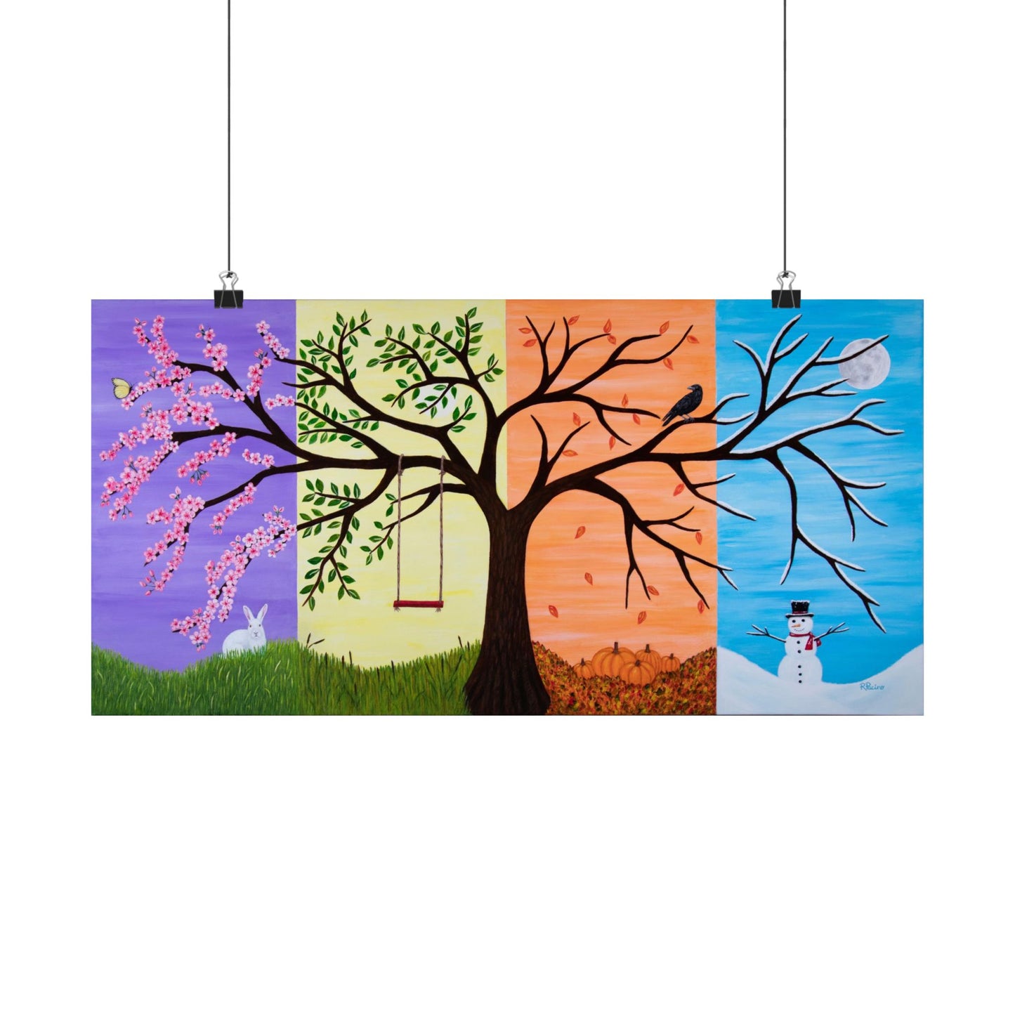 Tree of Life – Four Seasons Fantasy Landscape Art Print by Roberta Pacino