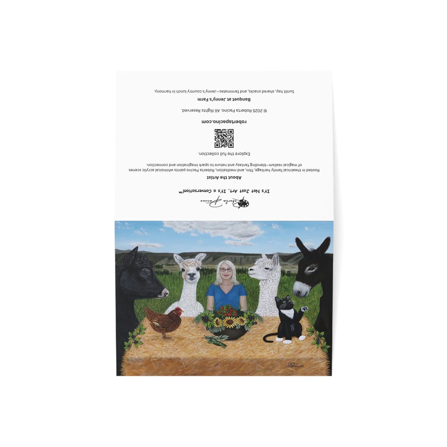 Banquet at Jenny’s Farm – 7x5 Greeting Card, Single or 10-Pack, Original Art by Roberta Pacino