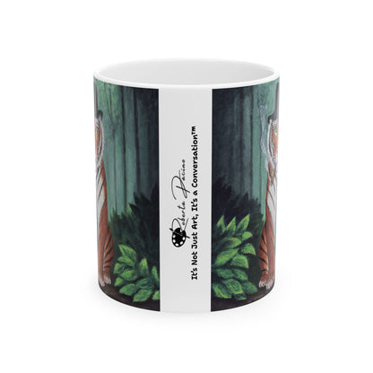Vito Stripes Tiger Noir Mug – 11 oz Ceramic Coffee Mug, Original Art by Roberta Pacino