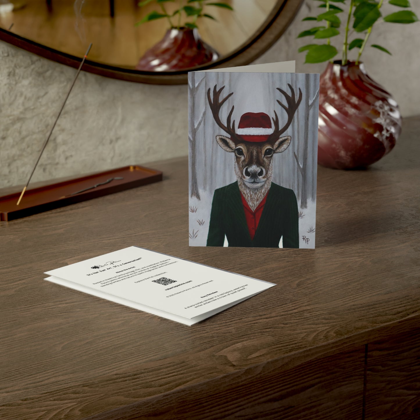 Roxy Reindeer’s Winter Crown – 5×7 Holiday Greeting Card, Blank Inside, Original Art by Roberta Pacino