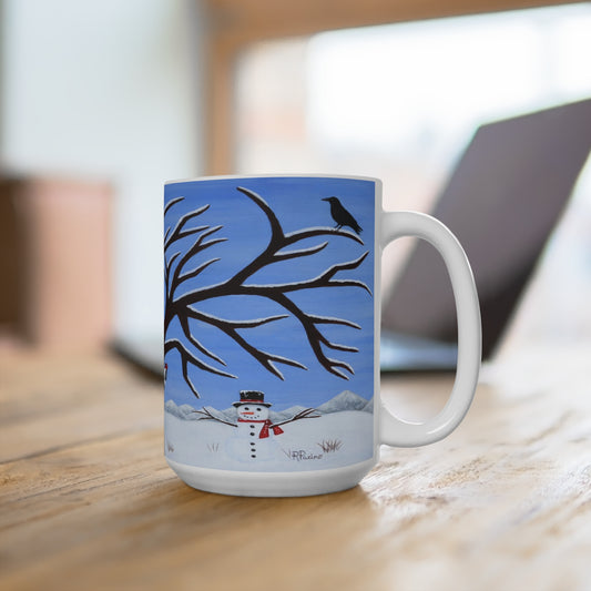 Winter Wildlife Coffee Mug – 15oz Snowy Nature Art, Pure Presence by Roberta Pacino