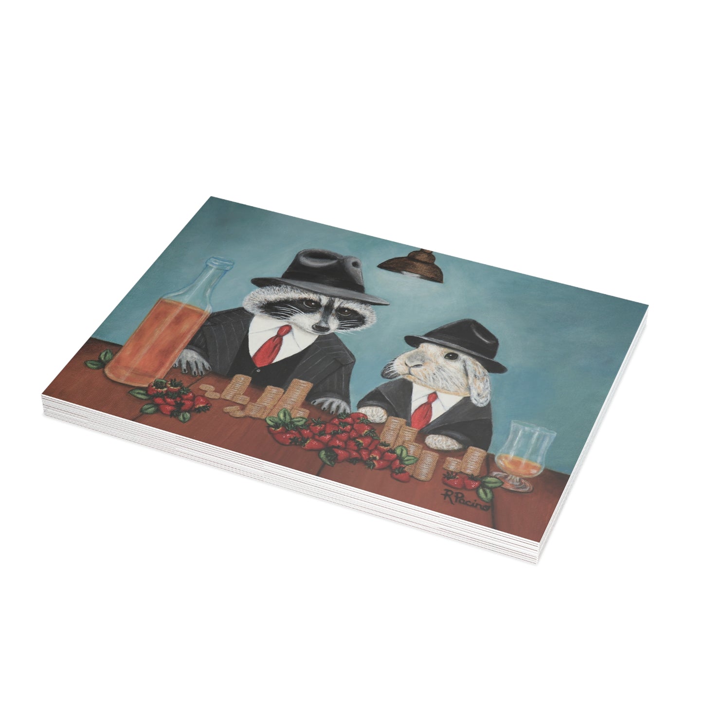 Whimsical Animal Greeting Card – 7x5 with Envelope, Sweet Deal by Roberta Pacino