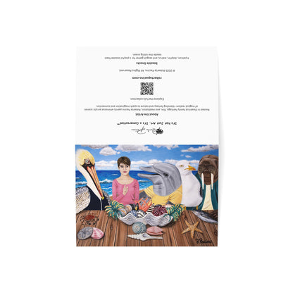 Seaside Snacks Greeting Card – Whimsical Coastal Ocean Animals by Roberta Pacino