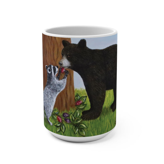 Forest Friends 15 oz bear and raccoon art mug by Roberta Pacino