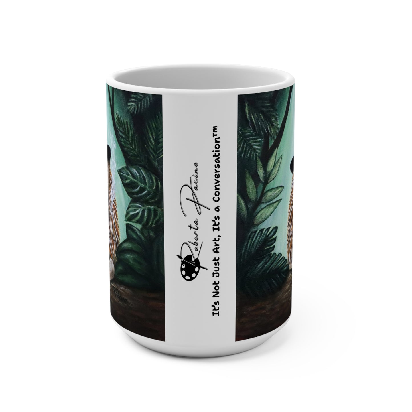 Don Leone Gangster Lion Mug – 15 oz Ceramic Coffee Mug, Original Art by Roberta Pacino