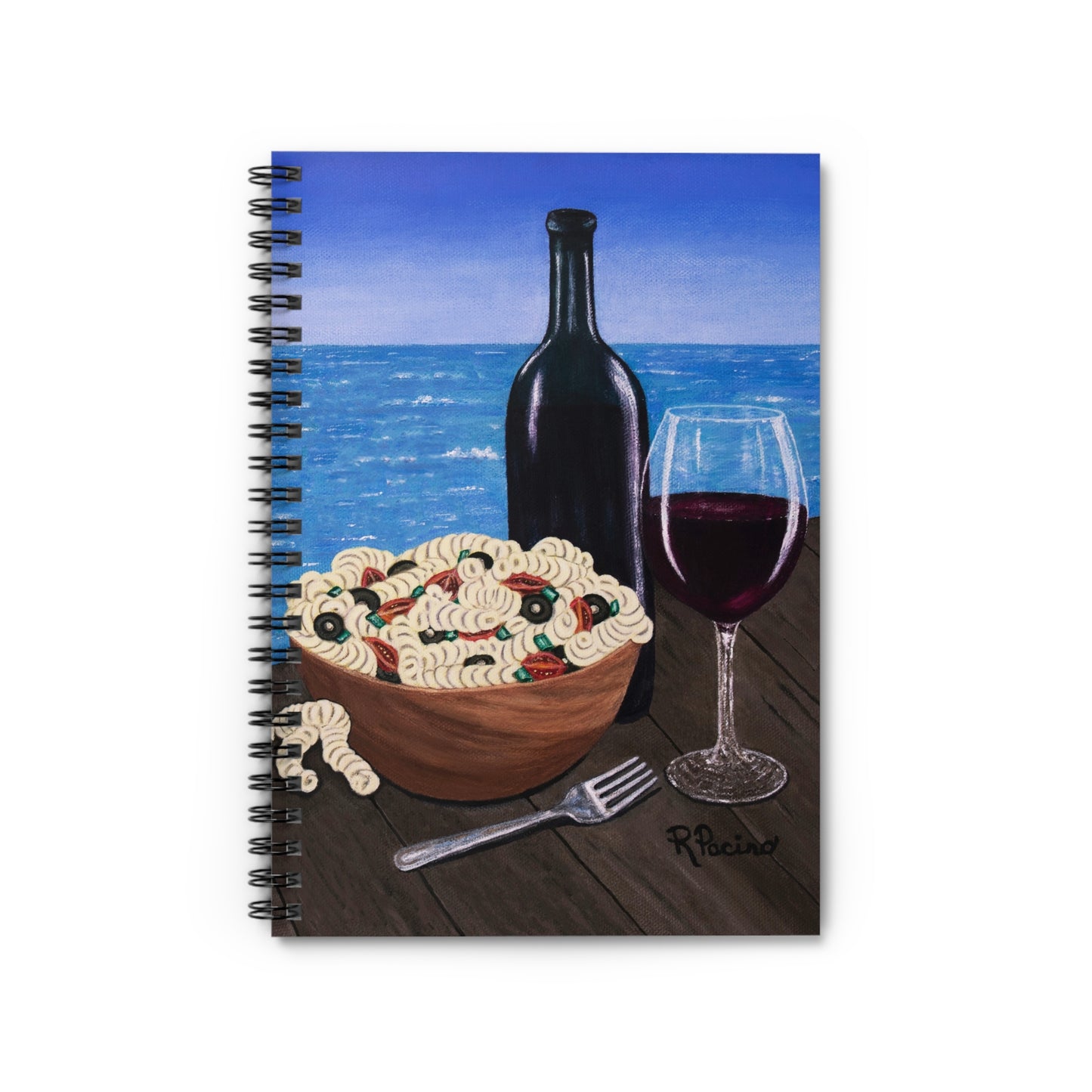 Coastal Art Spiral Notebook – Al Fresco at the Pier by Roberta Pacino