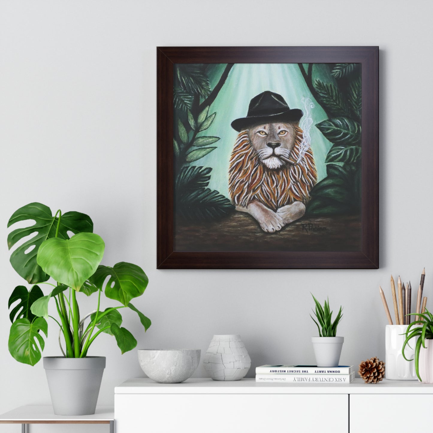 Lion Mobster Noir Framed Print – Don Leone by Roberta Pacino