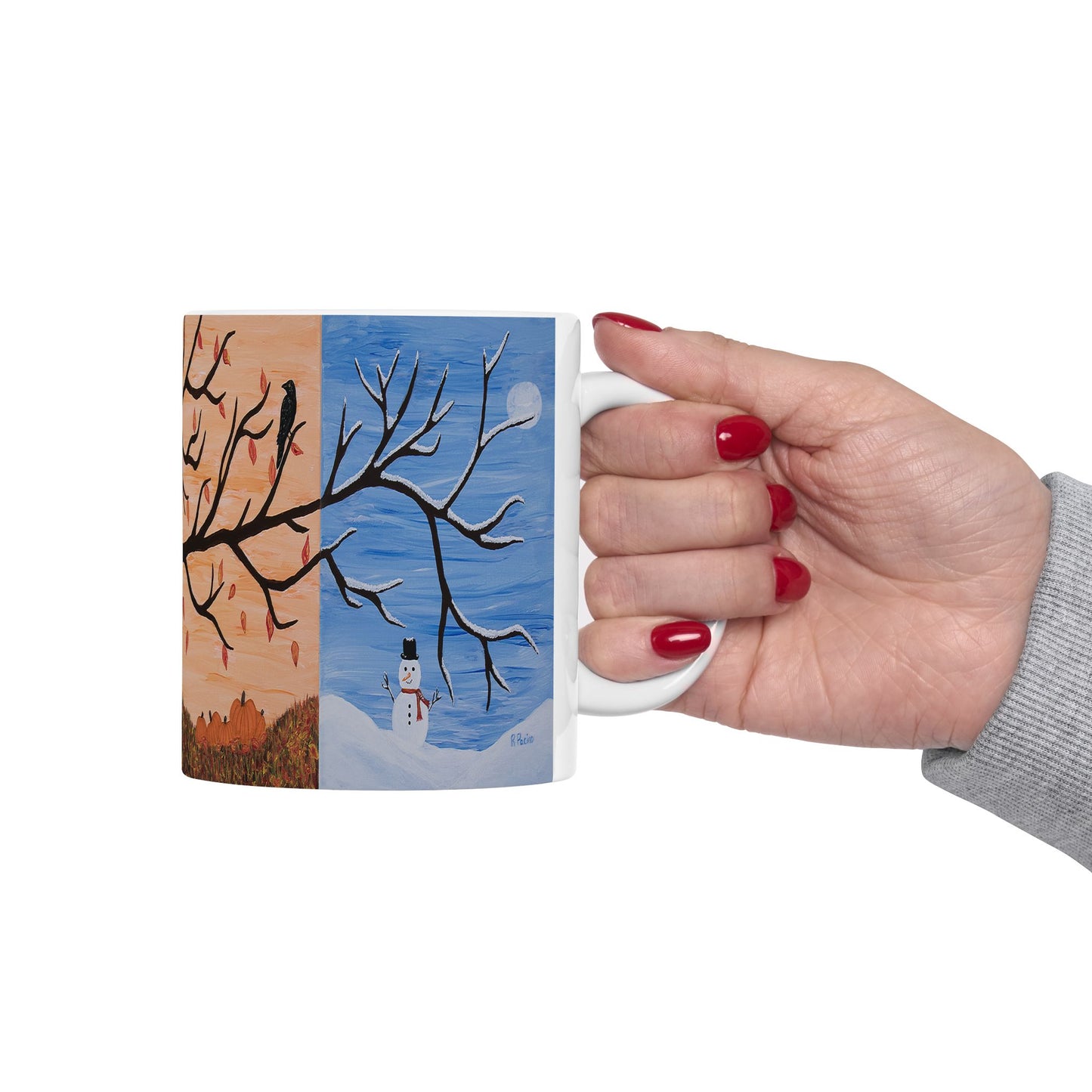 Four Seasons Tree of Life Coffee Mug – 11oz Fantasy Nature Art Cup by Roberta Pacino