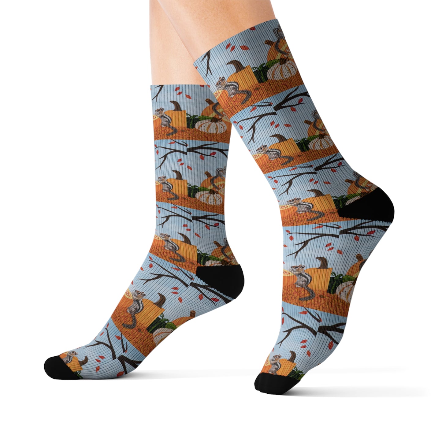 Pumpkin Patch Pals Socks – Cozy Autumn Woodland Art by Roberta Pacino