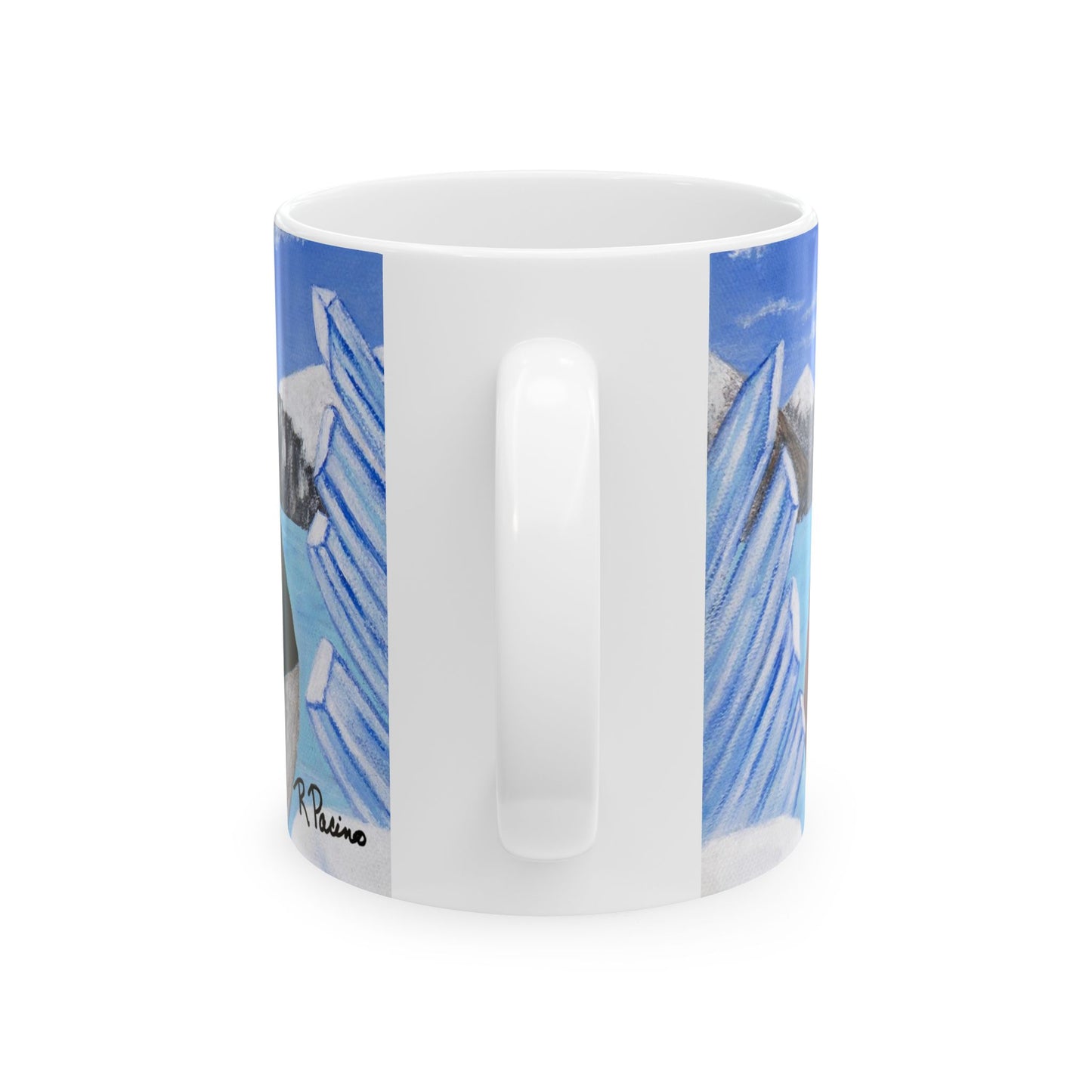 Whimsical Arctic Coffee Mug – 11oz Original Art, Cute Polar Bear & Harp Seal, Arctic Appetite by Roberta Pacino