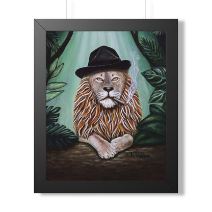 Lion Mobster Noir Framed Print – Smalls Leone by Roberta Pacino