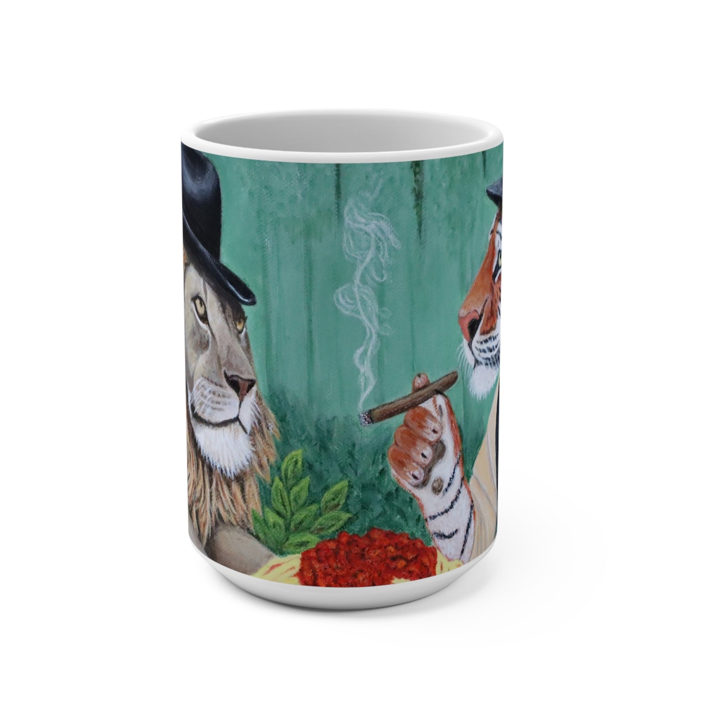 Mobster Noir Coffee Mug – 15oz Jungle Kingpin Art, The Sit-Down by Roberta Pacino