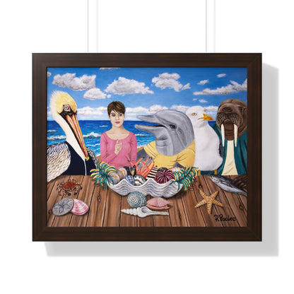 Ocean Wildlife Framed Print – Seaside Snacks by Roberta Pacino