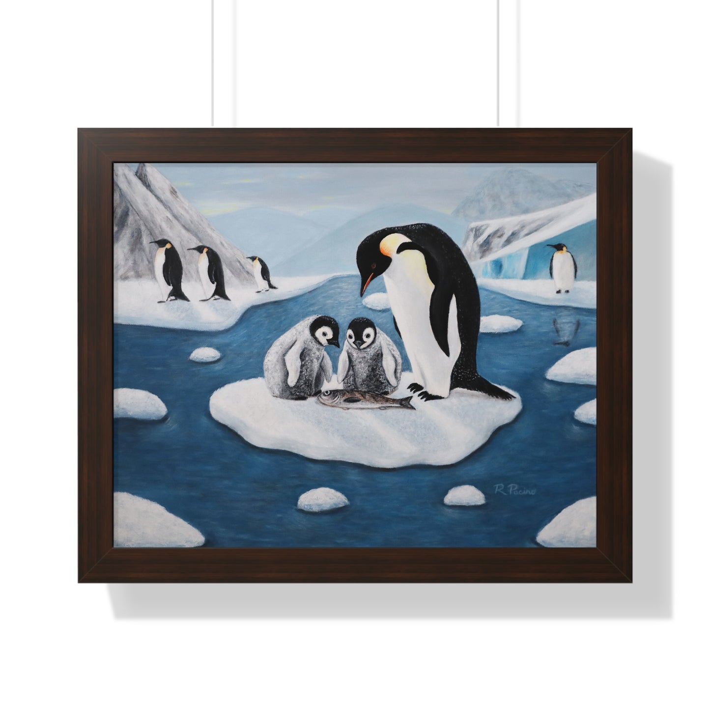 Antarctic Penguin Family Framed Print – Icy Love by Roberta Pacino