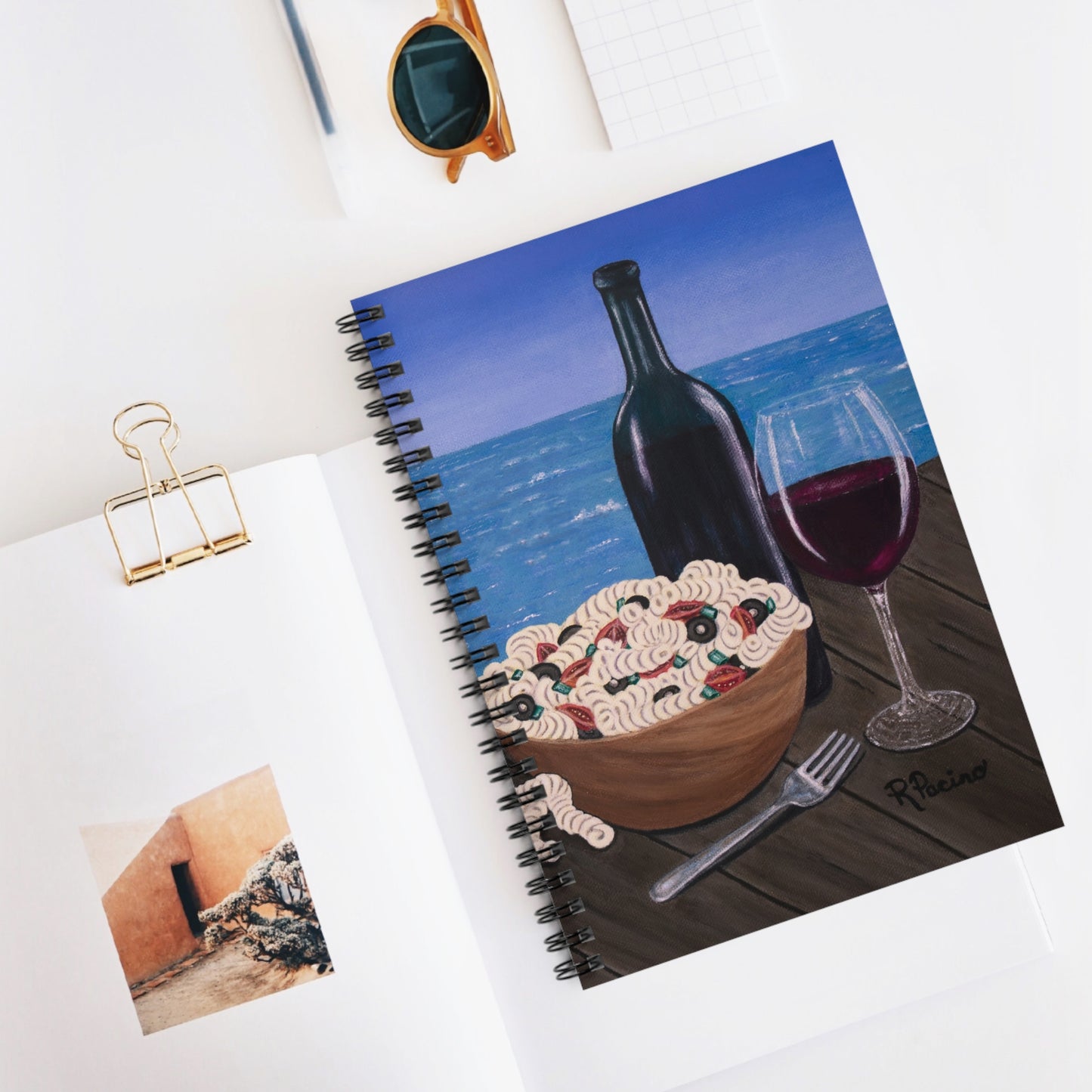 Coastal Art Spiral Notebook – Al Fresco at the Pier by Roberta Pacino