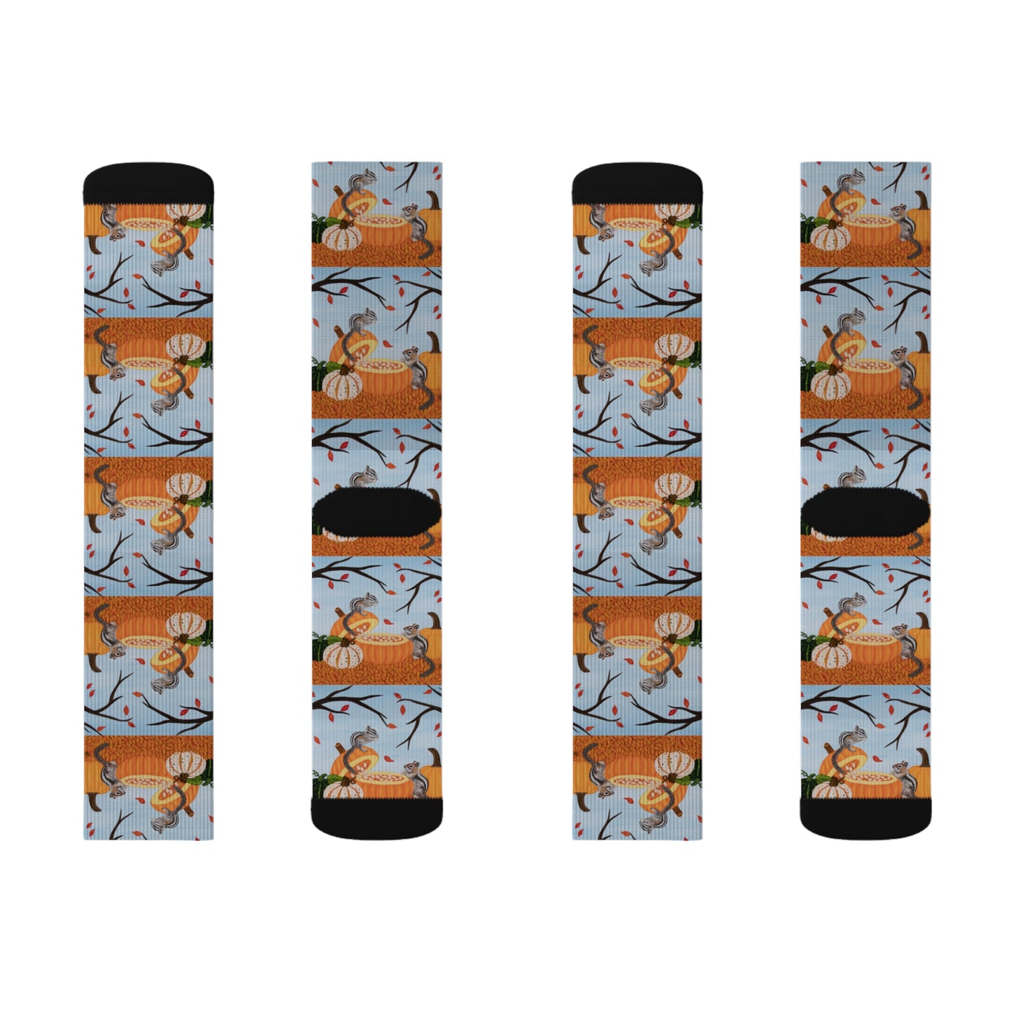 Pumpkin Patch Pals Socks – Cozy Autumn Woodland Art by Roberta Pacino