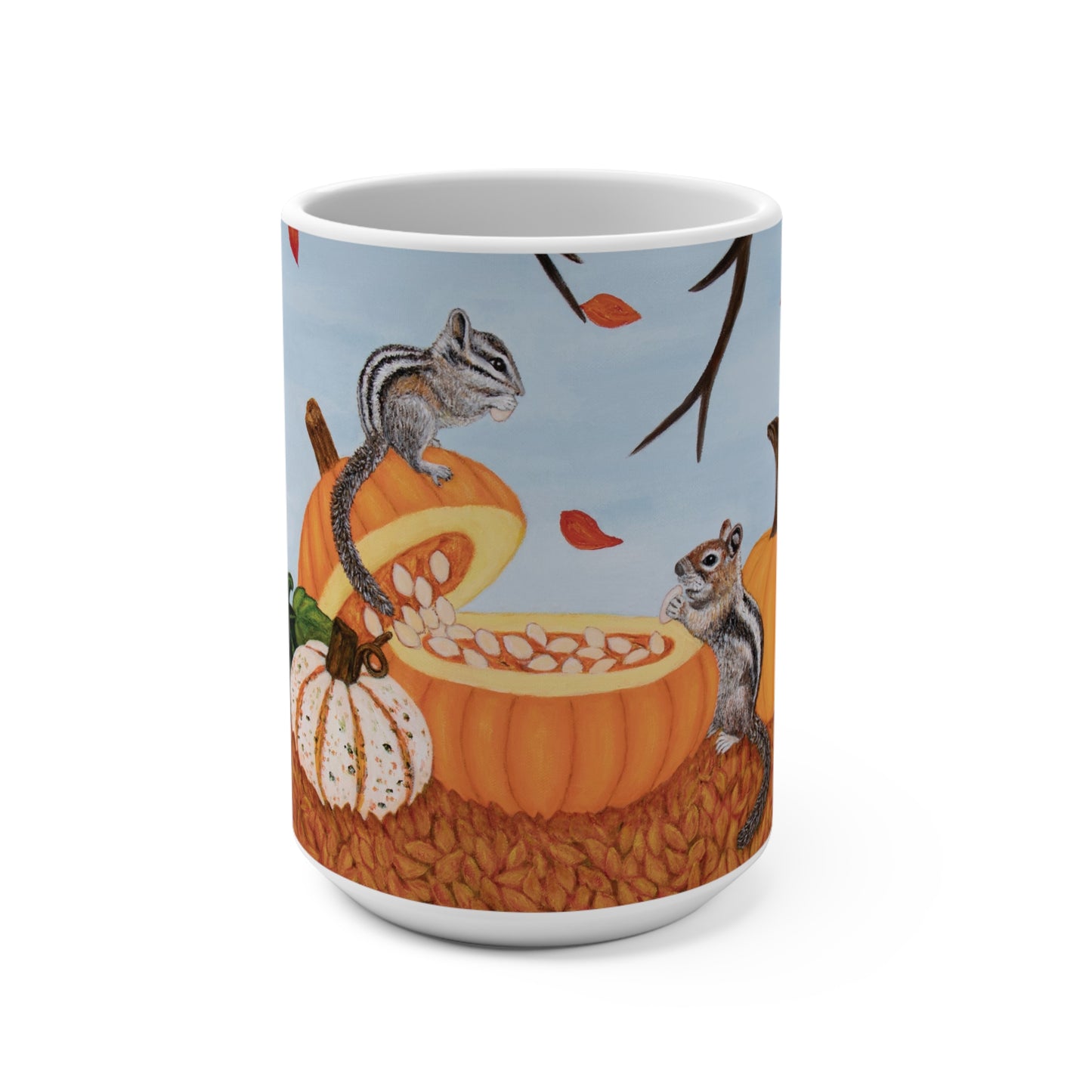 Pumpkin Patch Pals 15 oz autumn animal art mug by Roberta Pacino
