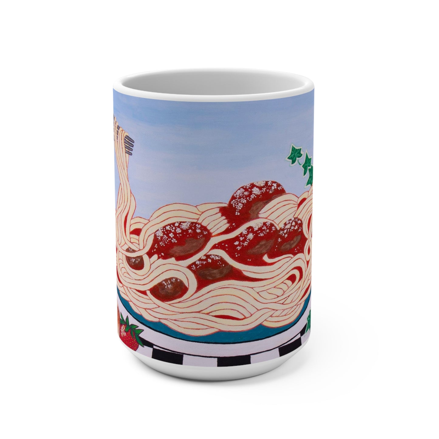 Italian Pasta & Wine Coffee Mug – 15oz Sicilian Comfort Art, Inspired by Family by Roberta Pacino