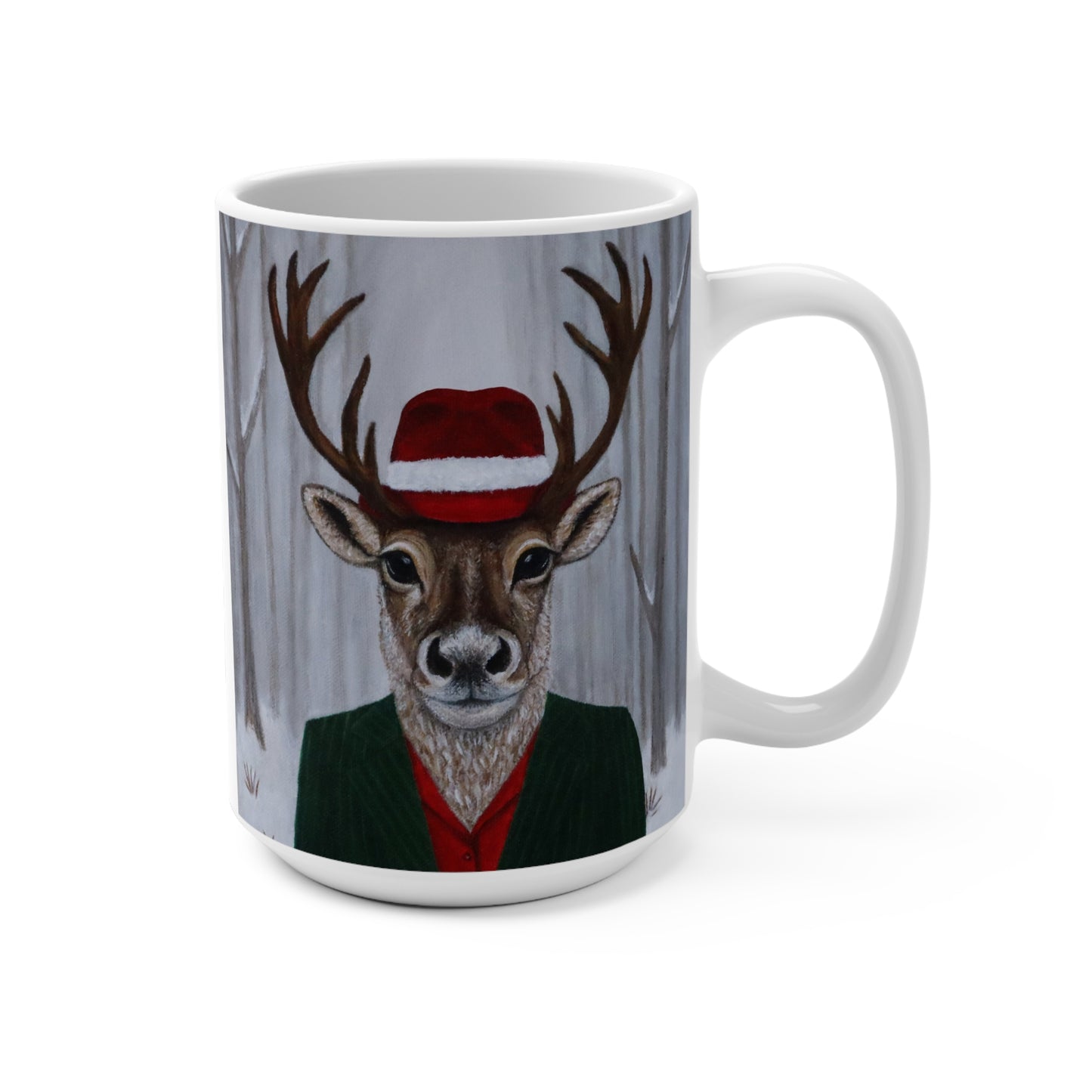 Roxy Reindeer – 15 oz Coffee Mug, Original Art, Winter Crown by Roberta Pacino