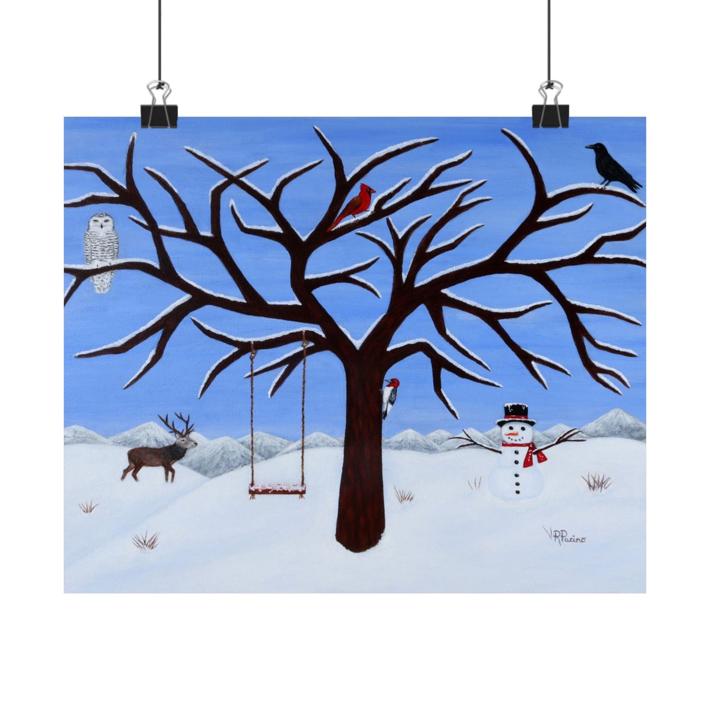 Pure Presence – Whimsical Winter Wildlife Art by Roberta Pacino