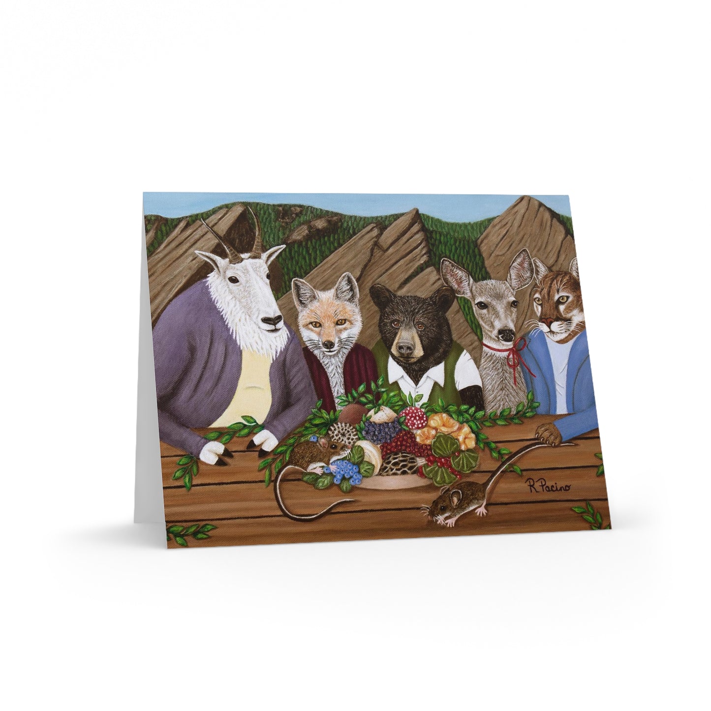 Wildlife Notecards – Magical Realism Mountain Animals, Mountain Meal by Roberta Pacino