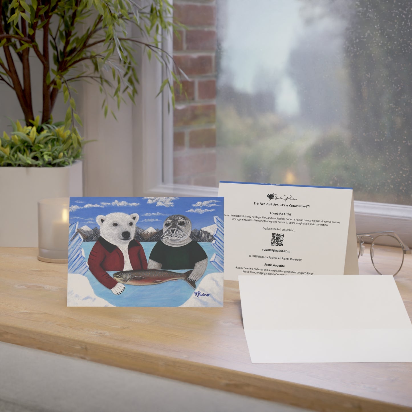 Arctic Appetite – 7x5 Greeting Card, Single or 10-Pack, Original Art by Roberta Pacino
