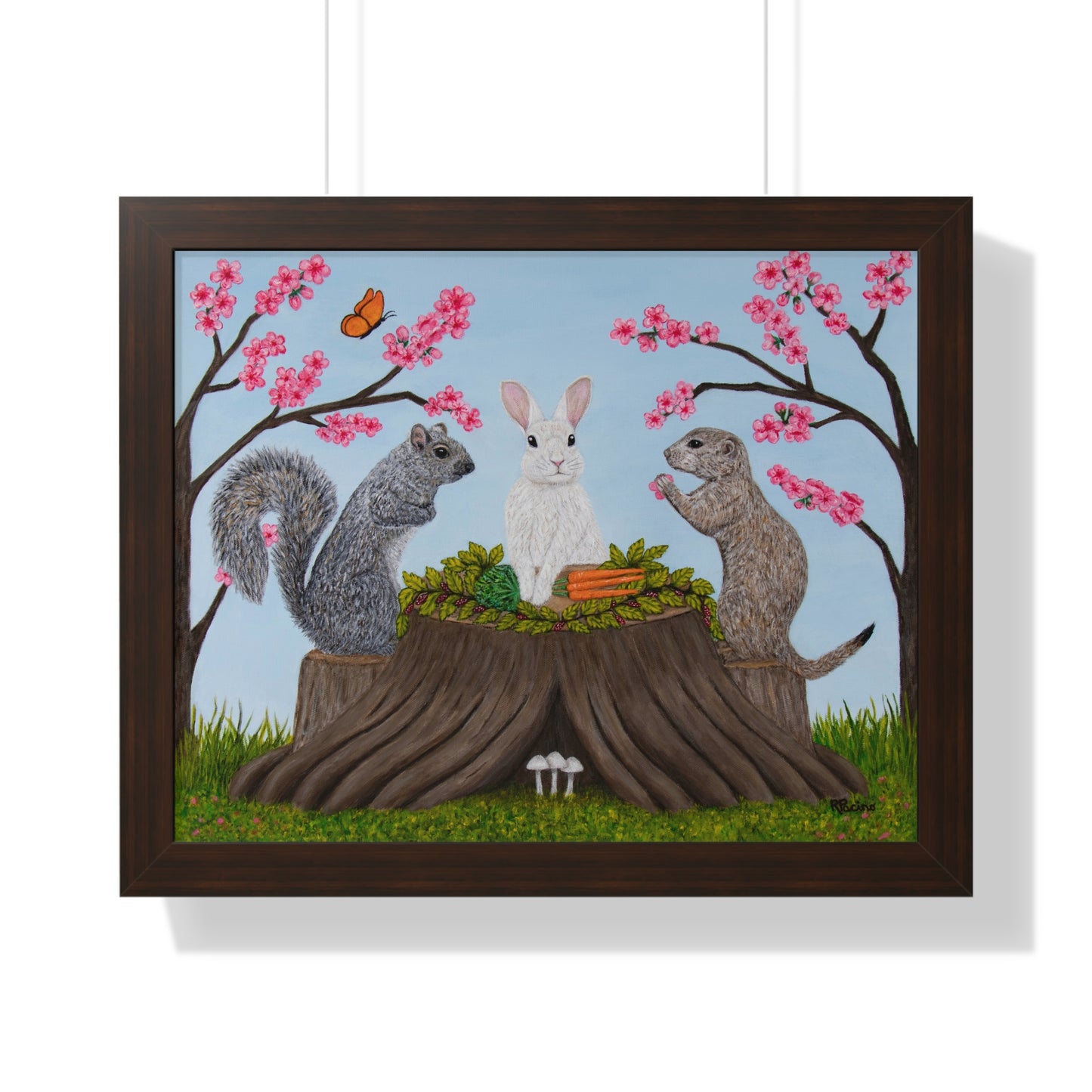 Woodland Animal Framed Print – Garden Gathering by Roberta Pacino