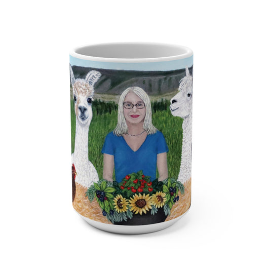 Barnyard Banquet 15 oz farm animal art mug by Roberta Pacino