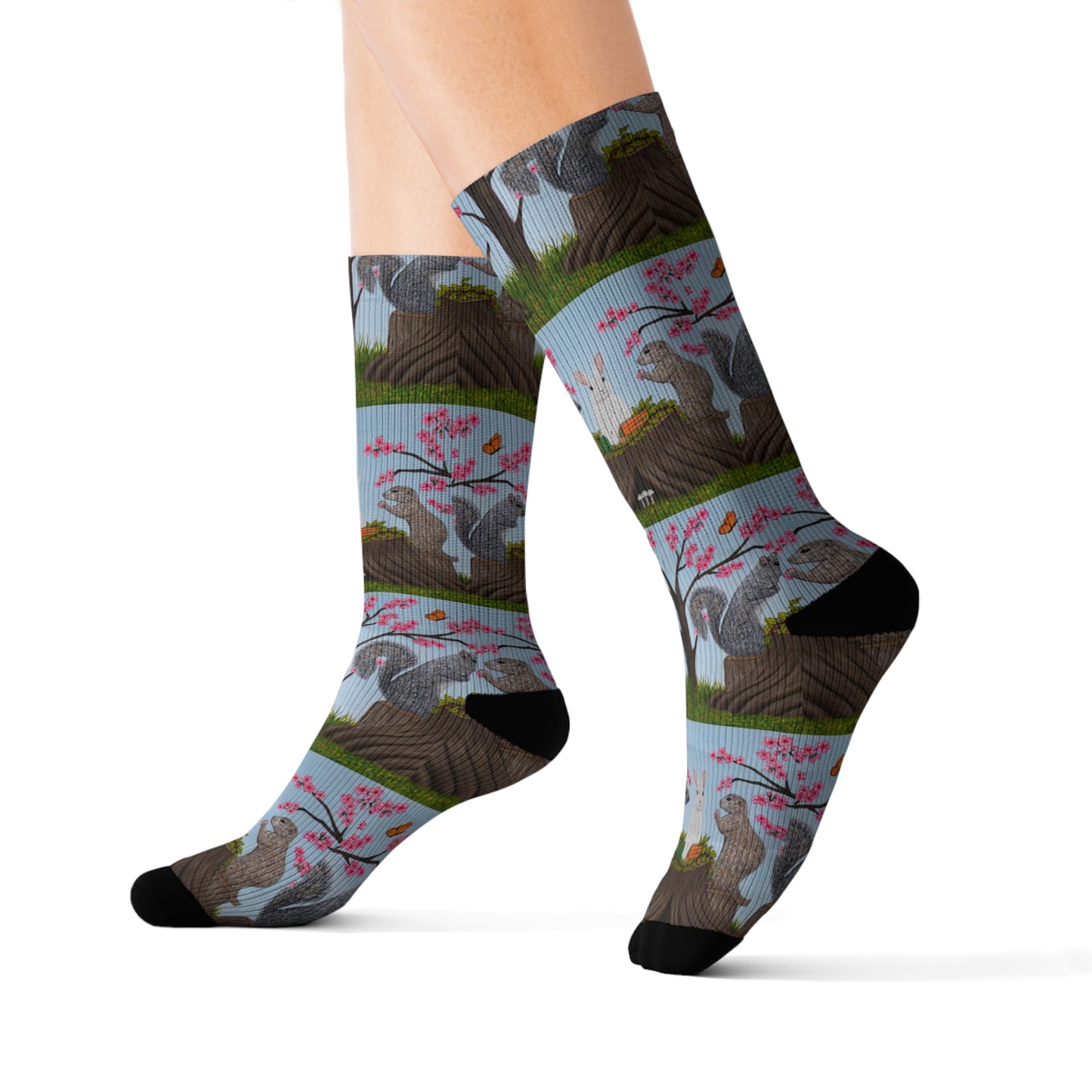 Garden Gathering Socks – Woodland Animal Art by Roberta Pacino