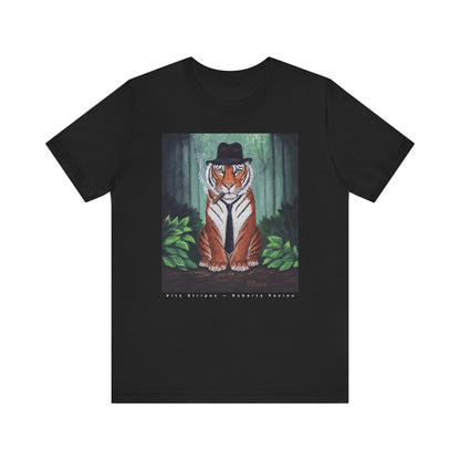 Vito Stripes – Unisex Cotton T-Shirt, Black, Original Art by Roberta Pacino