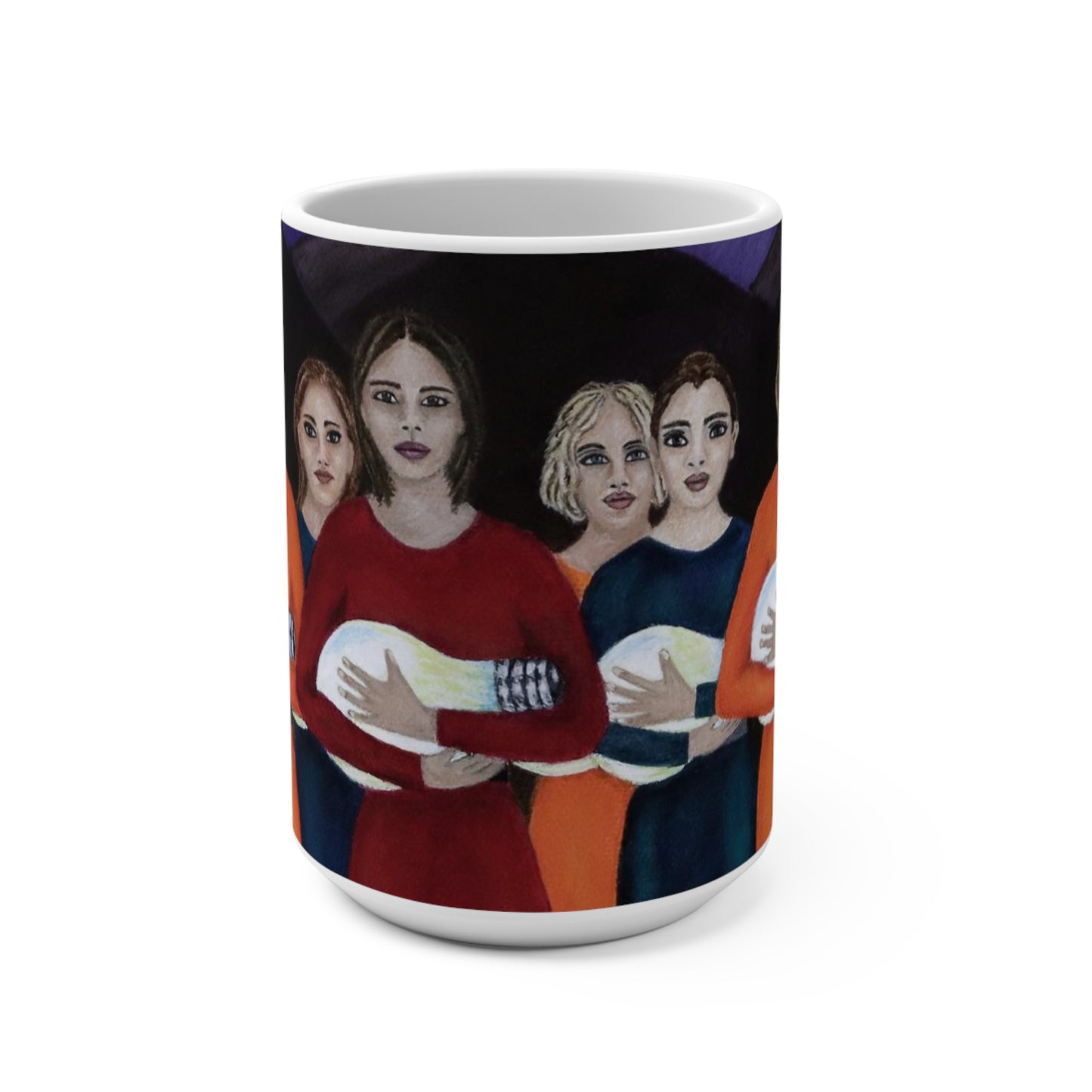 Empowered Women Coffee Mug – 15oz Original Art, Feminine Strength & Light, The Dawning by Roberta Pacino