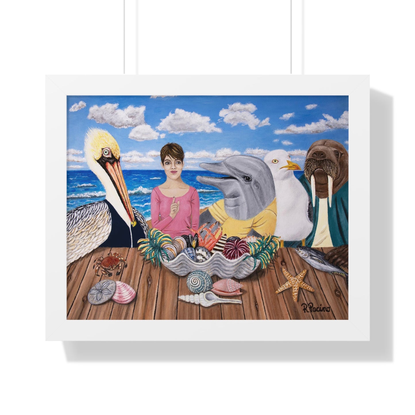 Ocean Wildlife Framed Print – Seaside Snacks by Roberta Pacino