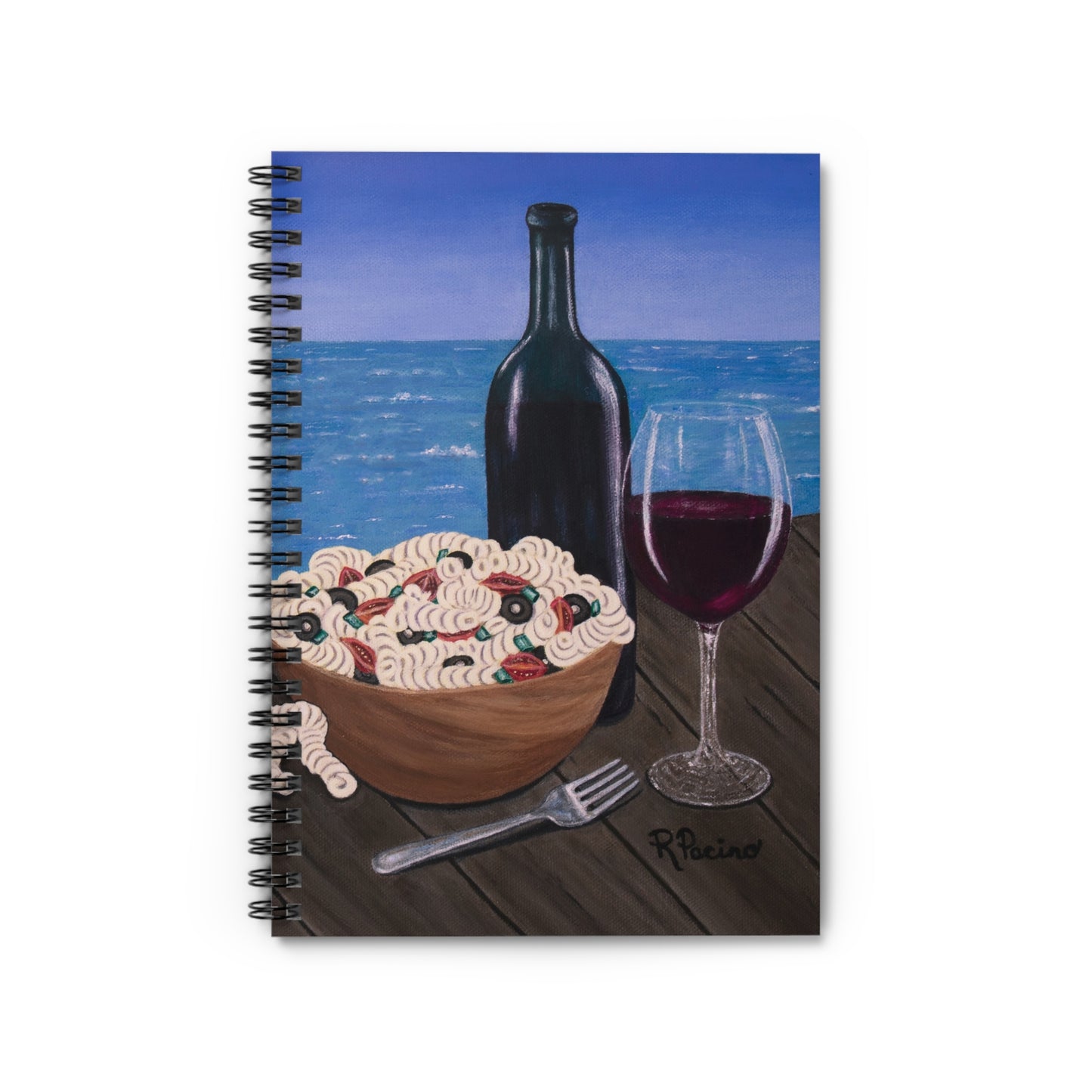Coastal Art Spiral Notebook – Al Fresco at the Pier by Roberta Pacino