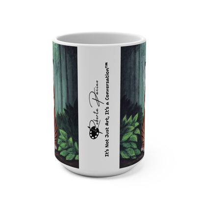 Vito Stripes Tiger Noir Mug – 15 oz Ceramic Coffee Mug, Original Art by Roberta Pacino