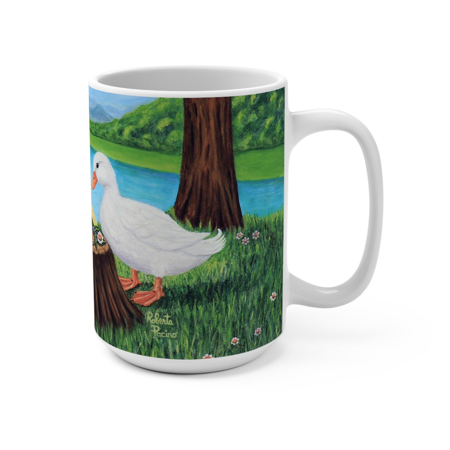 Sunlit Supper – 15 oz Ceramic Mug, Original Art by Roberta Pacino