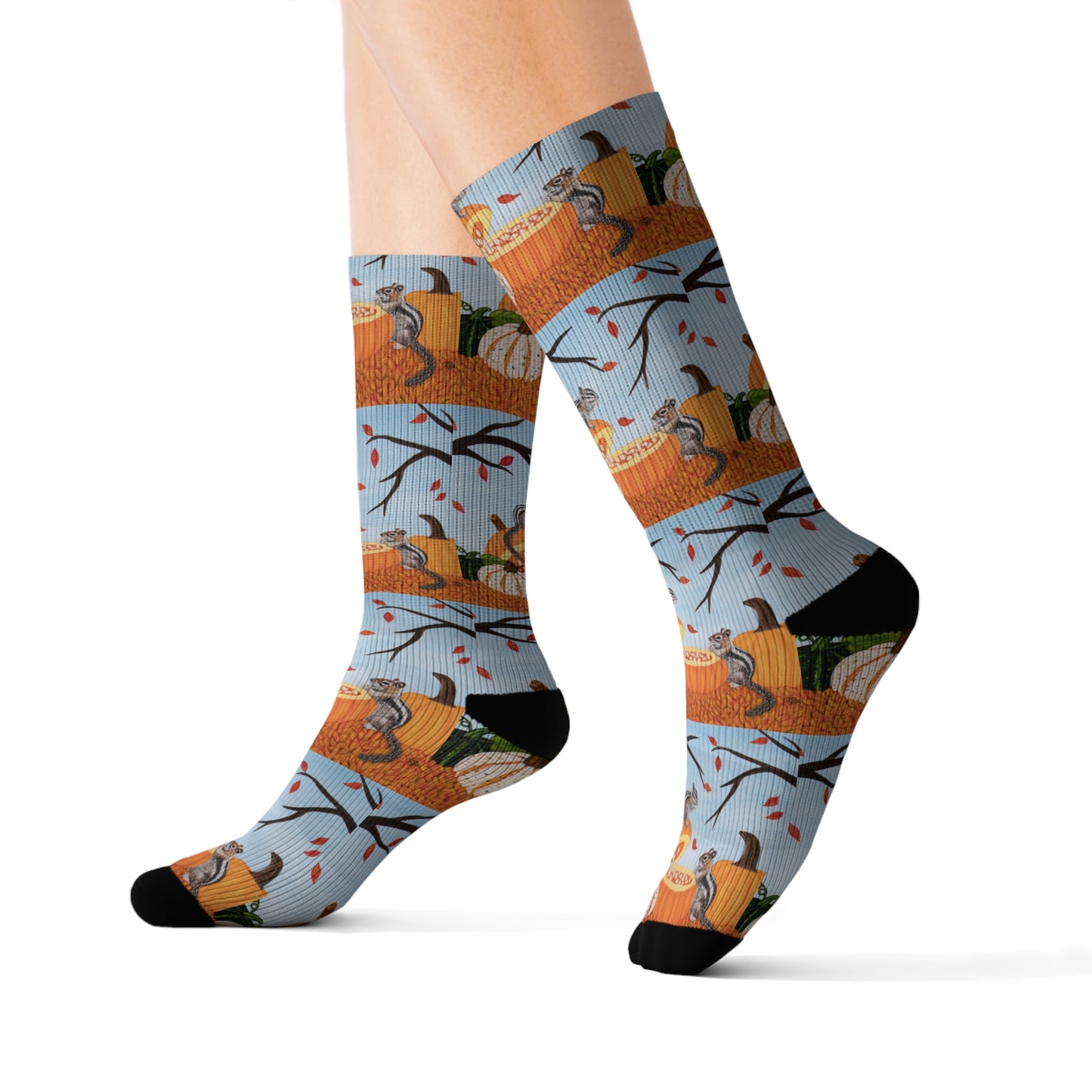 Pumpkin Patch Pals Socks – Cozy Autumn Woodland Art by Roberta Pacino